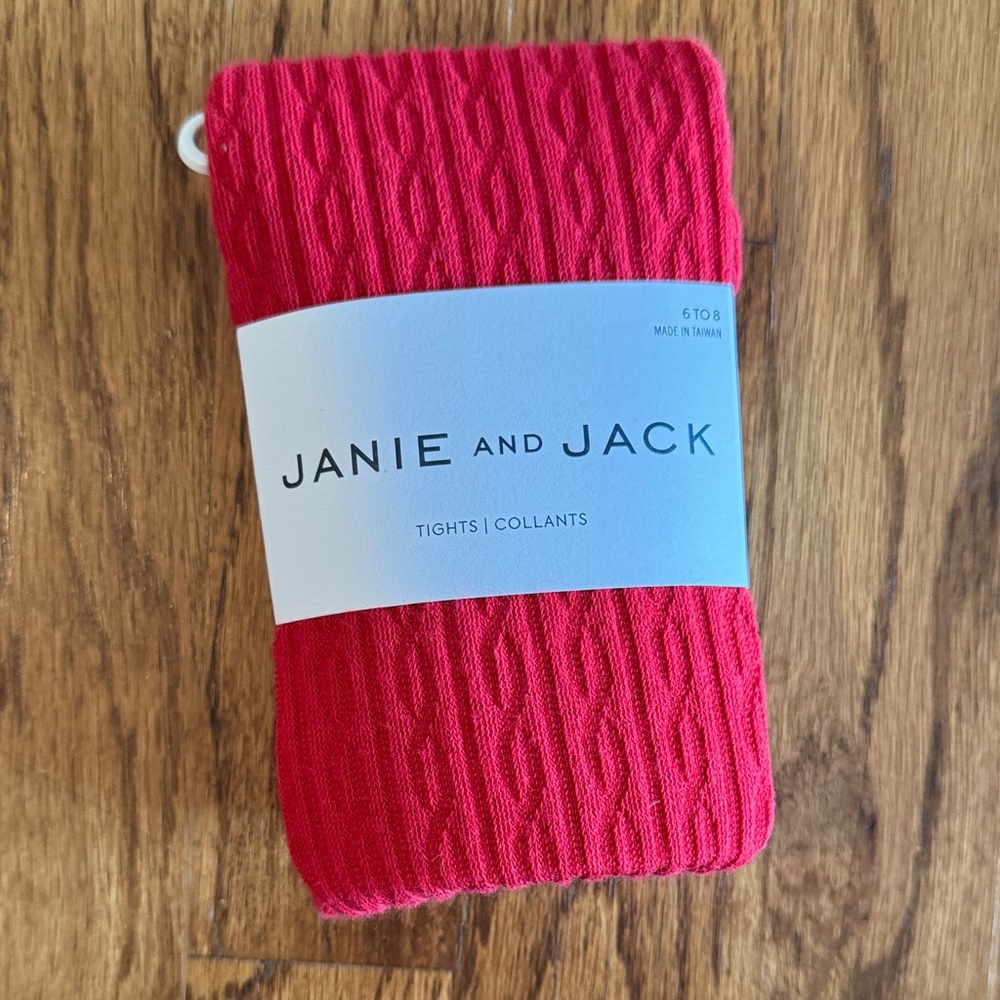 Girls Janie and Jack Red Cable Knit Tights